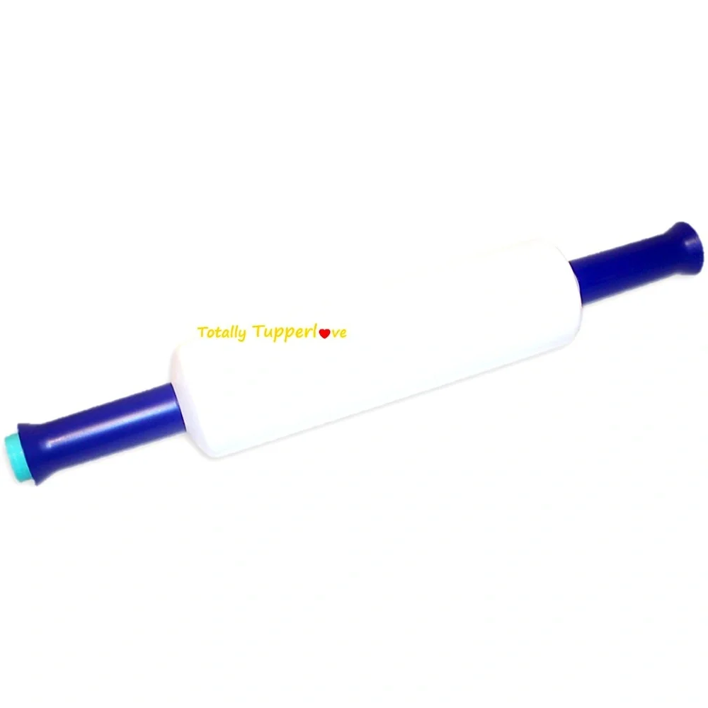 VTG TUPPERWARE FILL N CHILL ROLLING PIN WHITE BLUE BELGIUM MADE BAKE COOK PASTRY